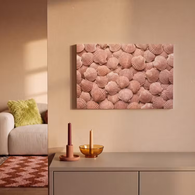 Canvas schilderij - Schelpen - Patroon - Roze — 2