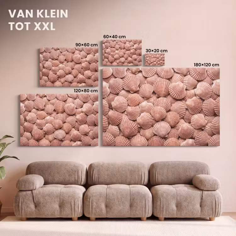 Canvas schilderij - Schelpen - Patroon - Roze — 8