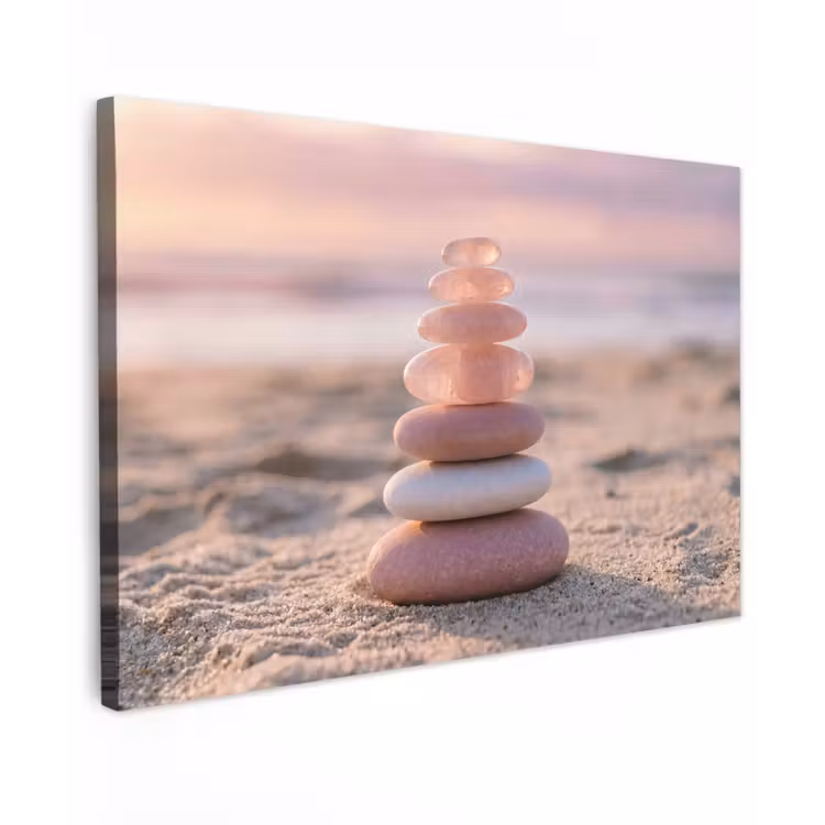 Canvas schilderij - Stenen - Zand - Roze — 1