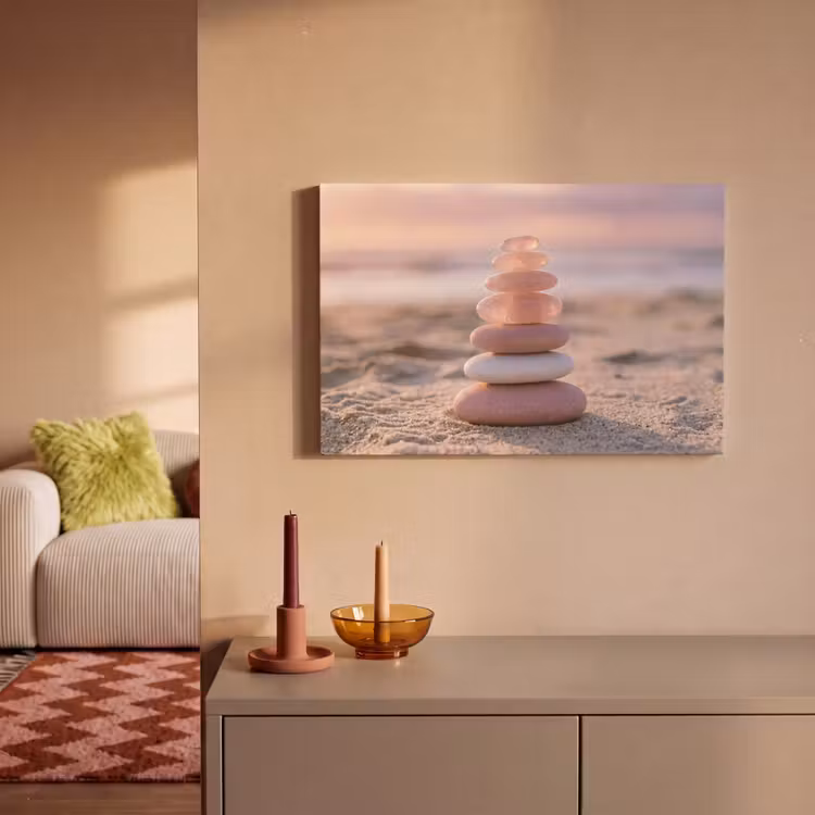 Canvas schilderij - Stenen - Zand - Roze — 2