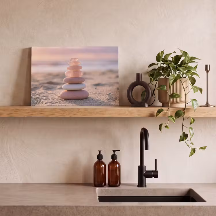 Canvas schilderij - Stenen - Zand - Roze — 4