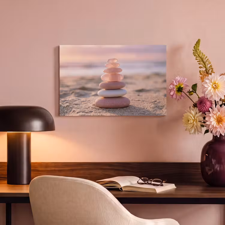 Canvas schilderij - Stenen - Zand - Roze — 6