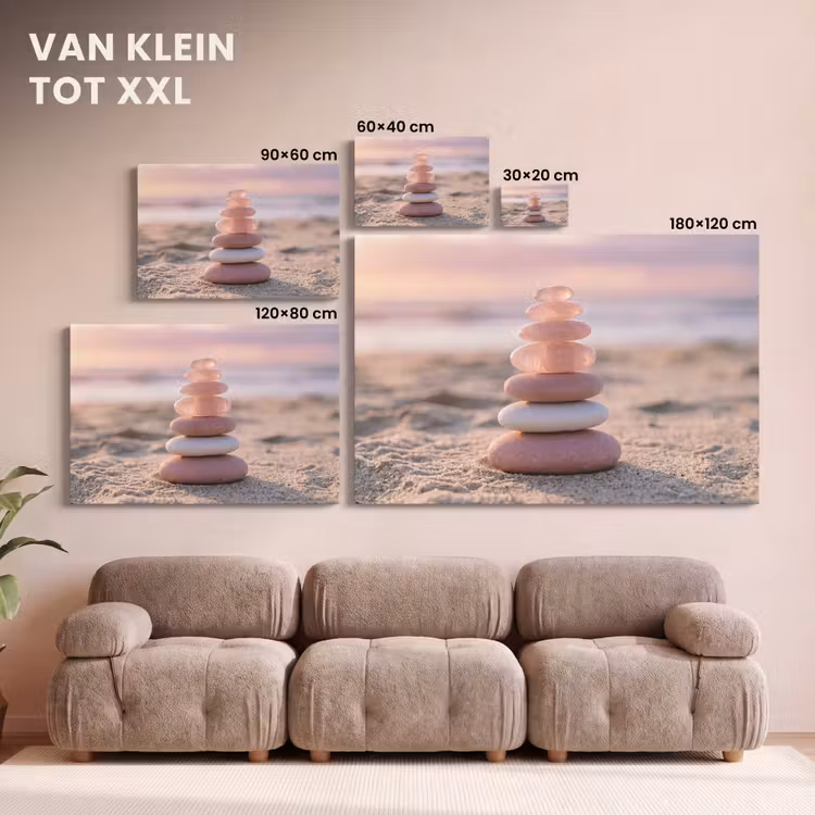 Canvas schilderij - Stenen - Zand - Roze — 8