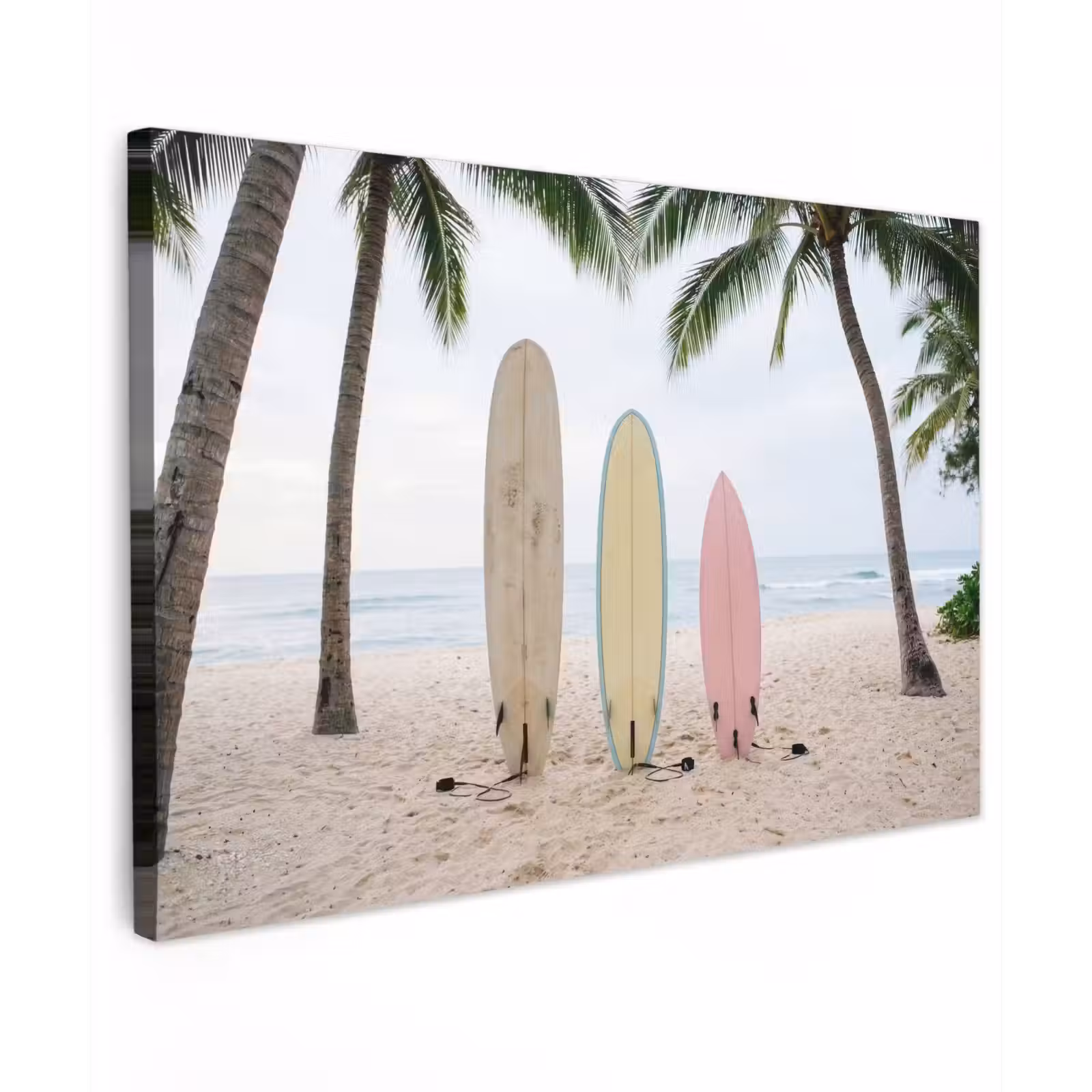 Canvas schilderij - Surfboard - Palmbomen - Kleurrijk — 1