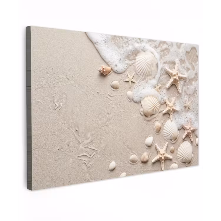 Canvas schilderij - Schelpen - Zeesterren - Strand — 1