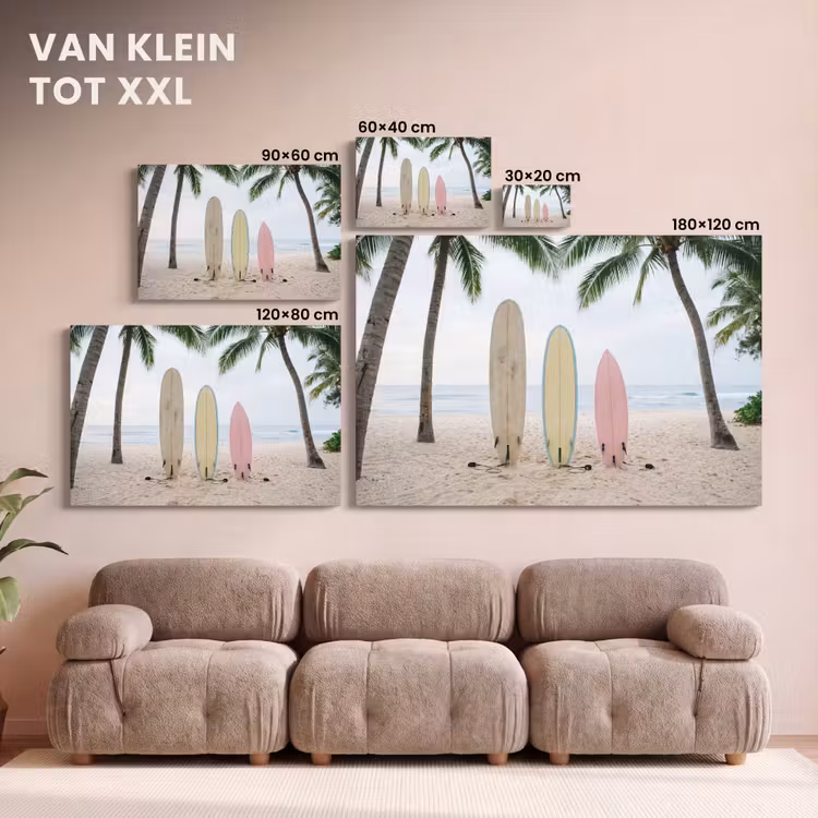 Canvas schilderij - Surfboard - Palmbomen - Kleurrijk — 8