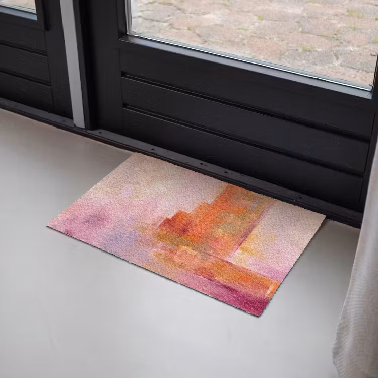 Deurmat - Abstract - Borstelstreken - Kunst - Paars - Goud — 2