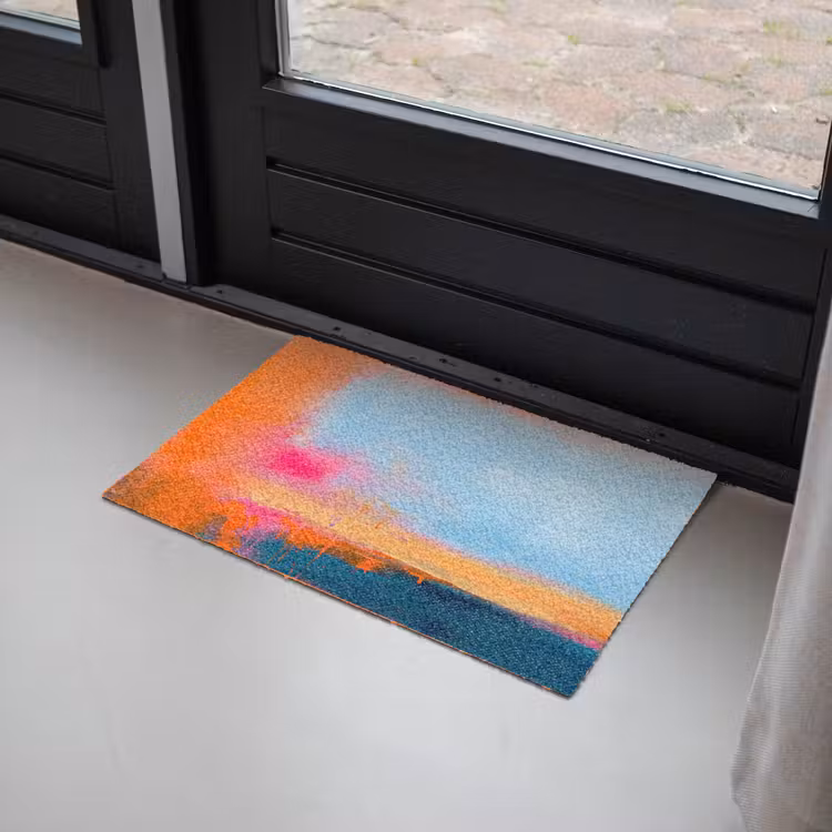 Deurmat - Abstract - Kleurvlakken - Modern - Oranje - Blauw — 2