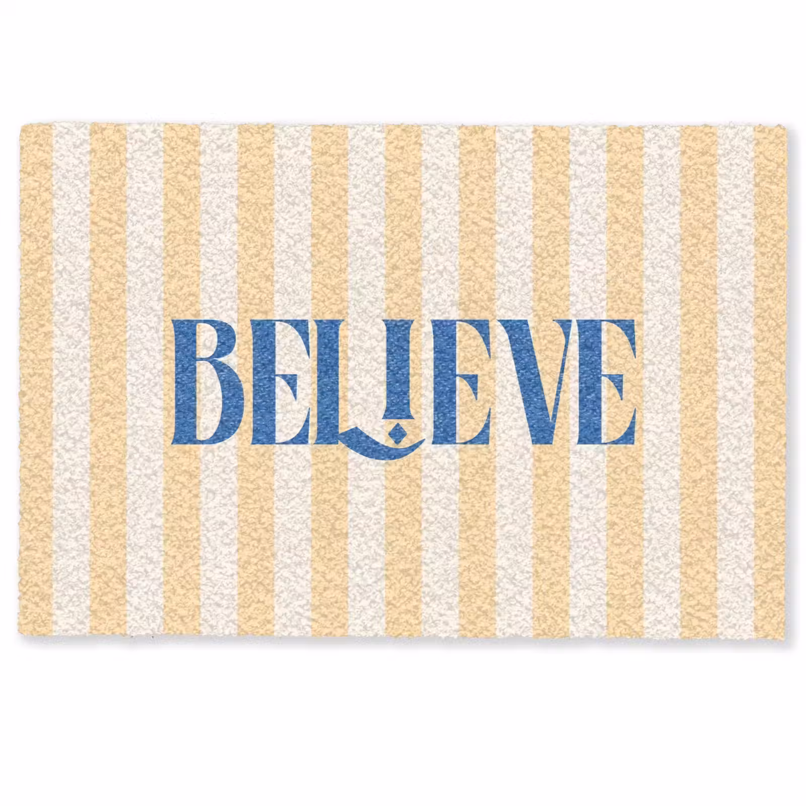Deurmat - Blauw - Geel - Strepen - Believe — 1