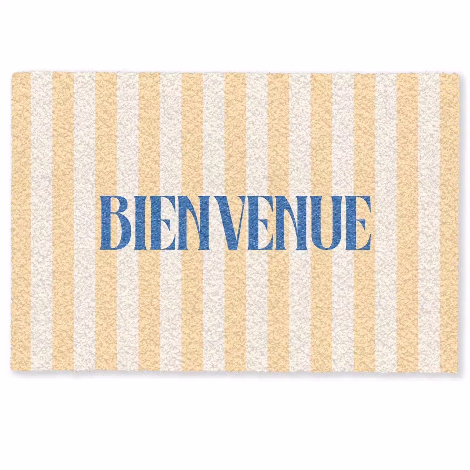 Deurmat - Blauw - Geel - Strepen - Bienvenue — 1