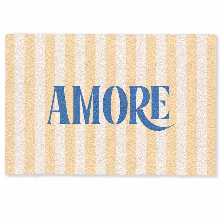 Deurmat - Blauw - Geel - Strepen - Amore — 1