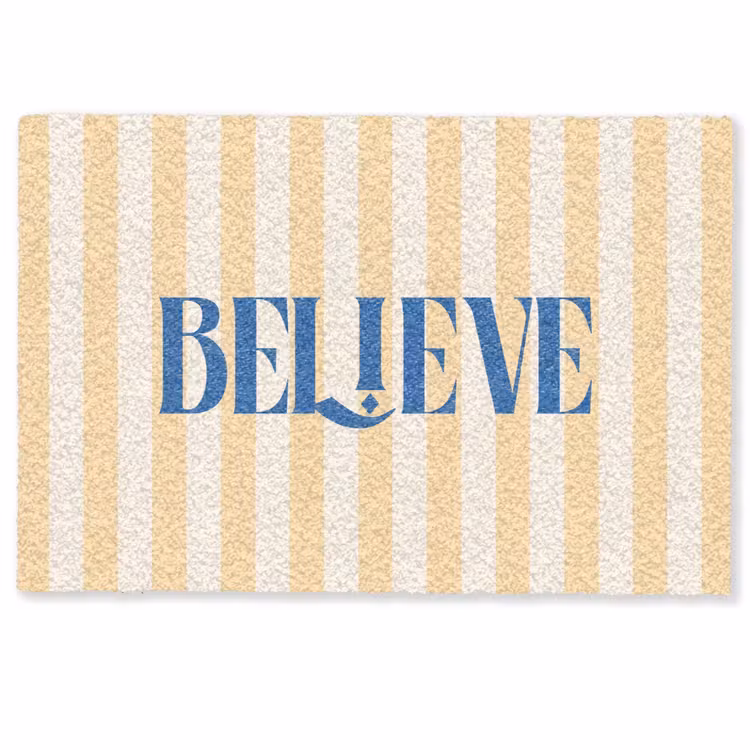 Deurmat - Blauw - Geel - Strepen - Believe — 1