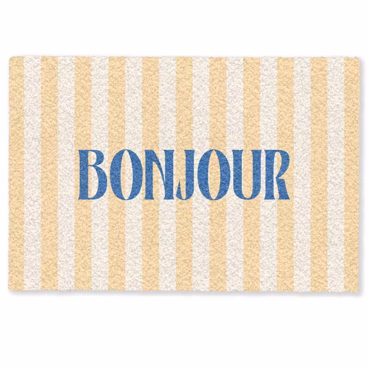 Deurmat - Blauw - Geel - Strepen - Bonjour — 1