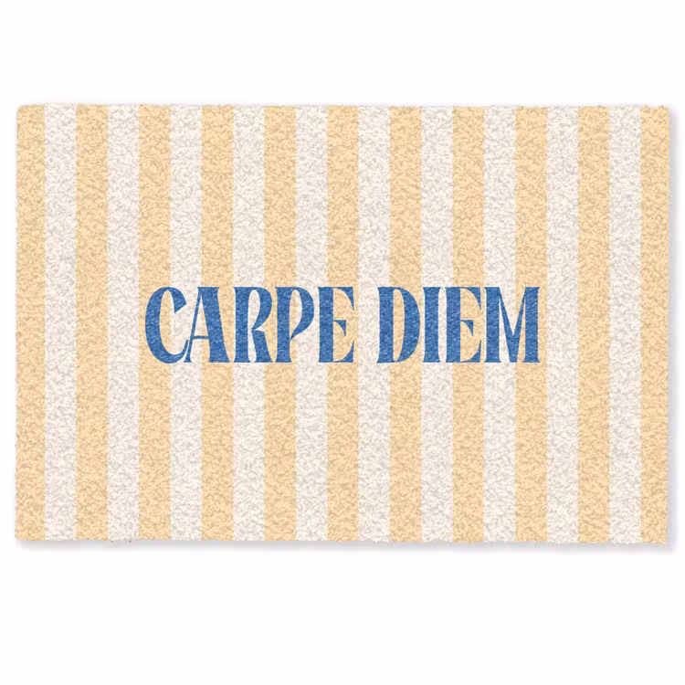Deurmat - Blauw - Geel - Strepen - Carpe Diem — 1
