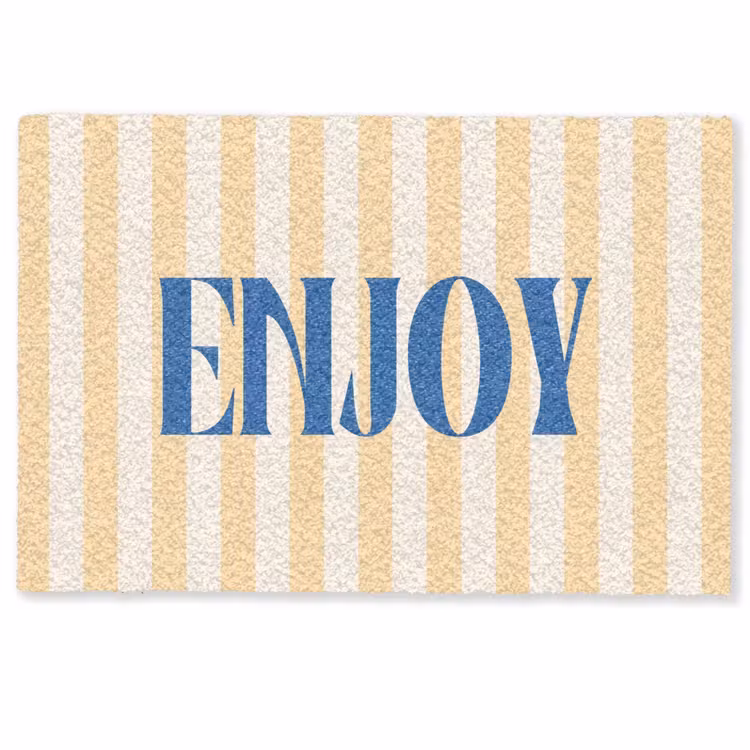 Deurmat - Blauw - Geel - Strepen - Enjoy — 1