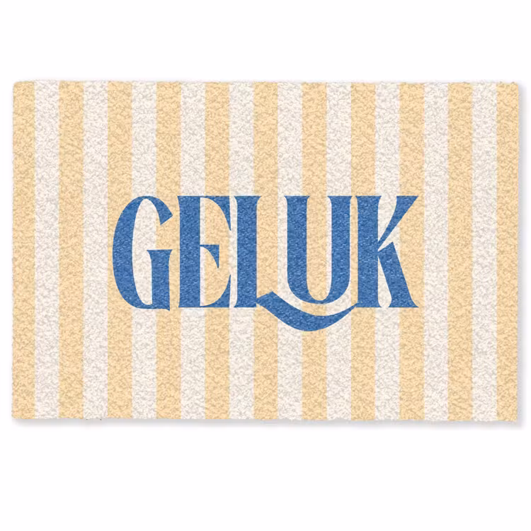 Deurmat - Blauw - Geel - Strepen - Geluk — 1