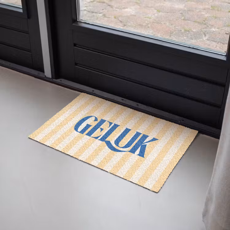Deurmat - Blauw - Geel - Strepen - Geluk — 2