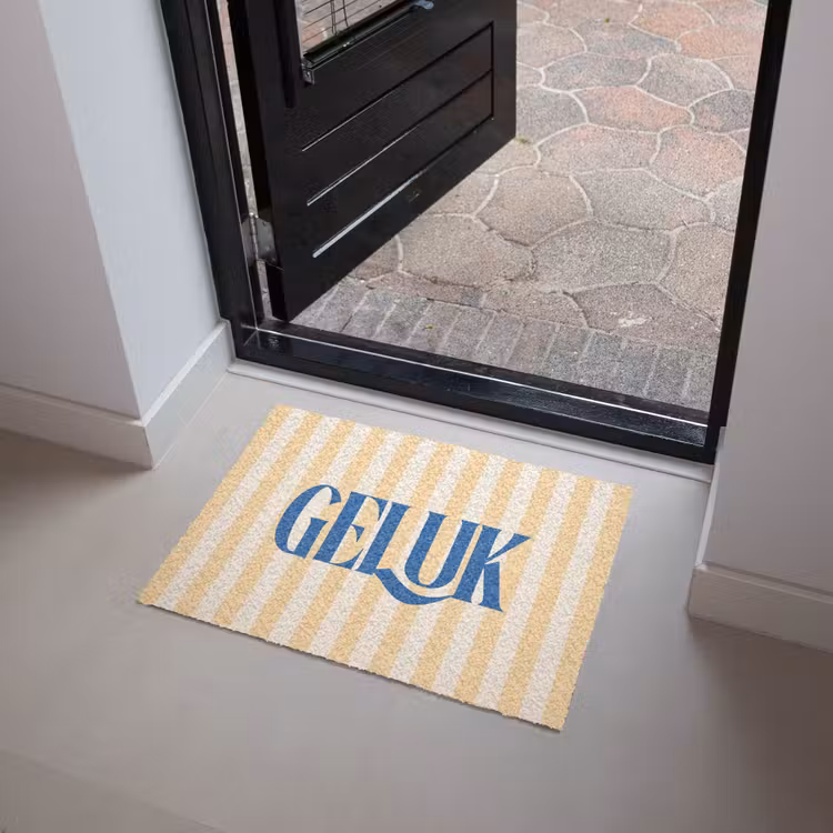 Deurmat - Blauw - Geel - Strepen - Geluk — 4