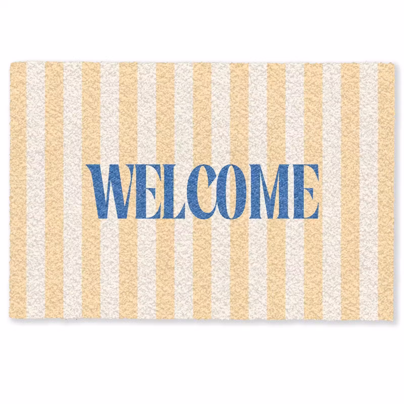 Deurmat - Blauw - Geel - Strepen - Welcome — 1