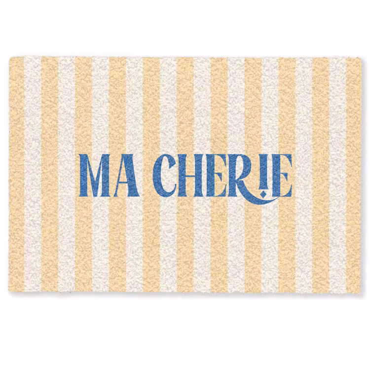 Deurmat - Blauw - Geel - Strepen - Ma Cherie — 1