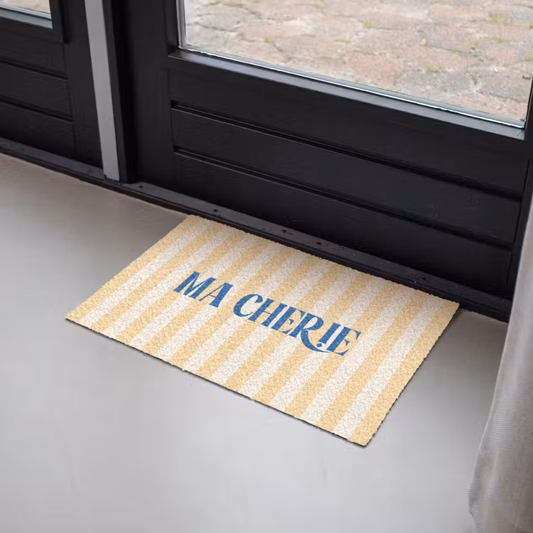 Deurmat - Blauw - Geel - Strepen - Ma Cherie — 2