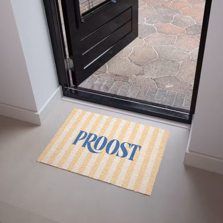 Deurmat - Blauw - Geel - Strepen - Proost — 4