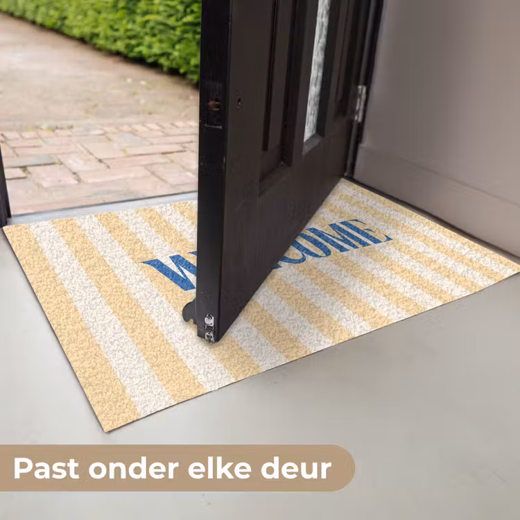 Deurmat - Blauw - Geel - Strepen - Welcome — 7