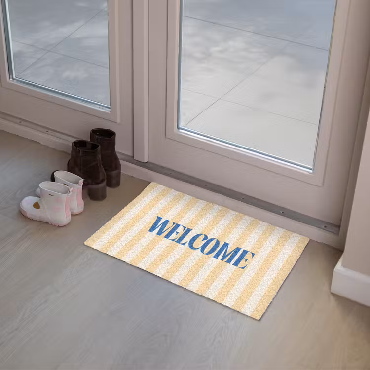 Deurmat - Blauw - Geel - Strepen - Welcome — 8