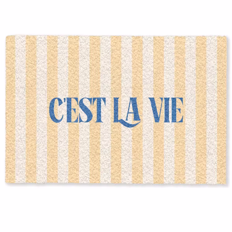 Deurmat - Blauw - Geel - Strepen - C'est La Vie — 1