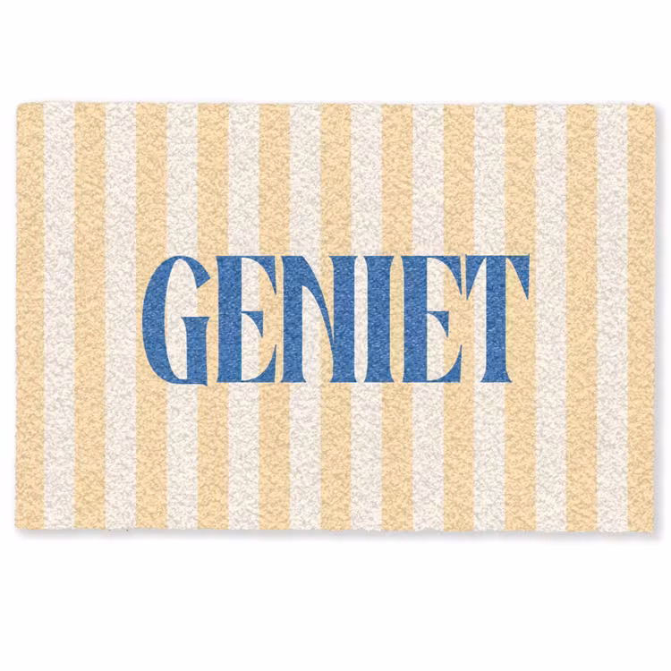 Deurmat - Blauw - Geel - Strepen - Geniet — 1