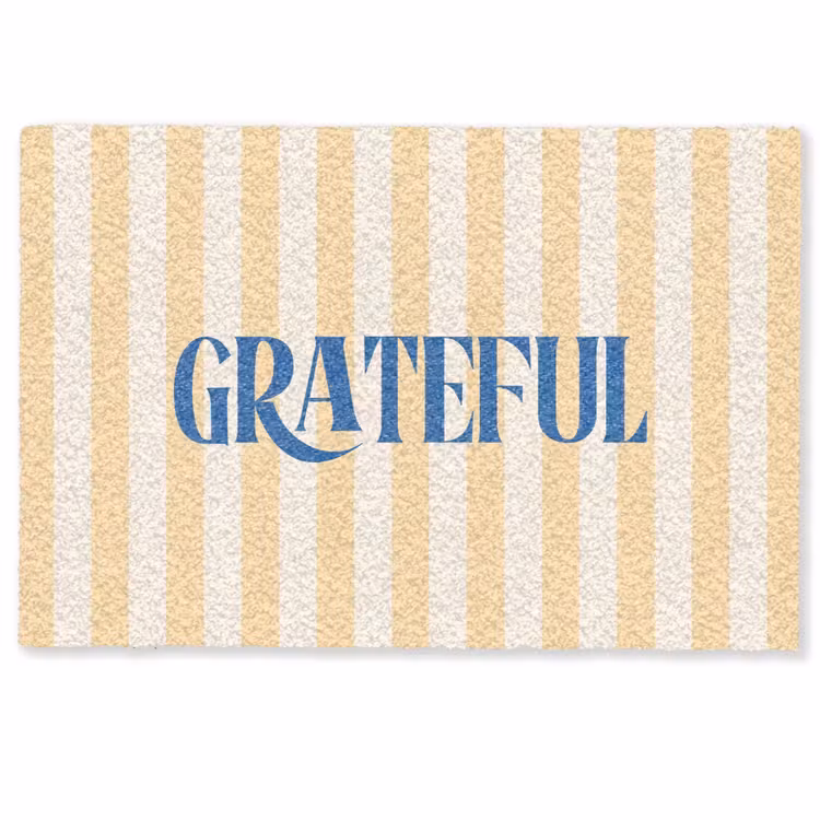 Deurmat - Blauw - Geel - Strepen - Grateful — 1