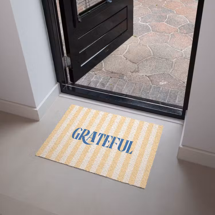 Deurmat - Blauw - Geel - Strepen - Grateful — 4
