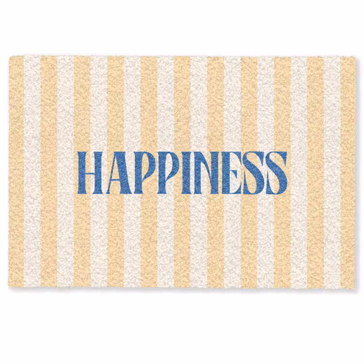 Deurmat - Blauw - Geel - Strepen - Happiness — 1