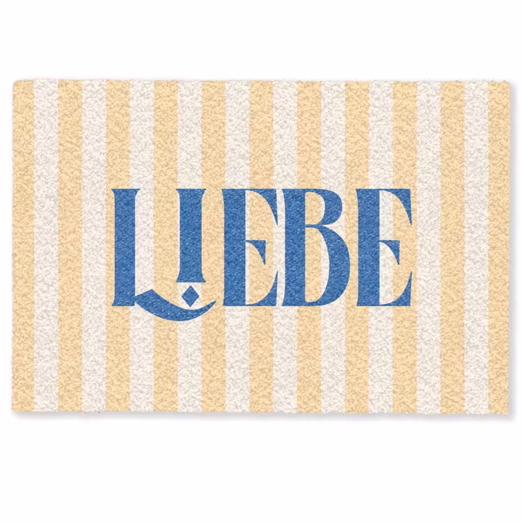 Deurmat - Blauw - Geel - Strepen - Liebe — 1