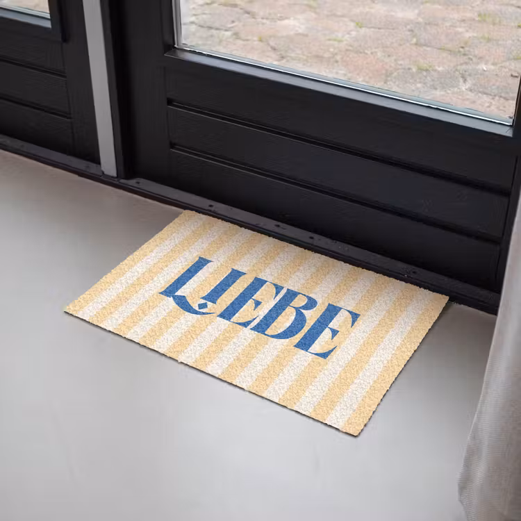 Deurmat - Blauw - Geel - Strepen - Liebe — 2