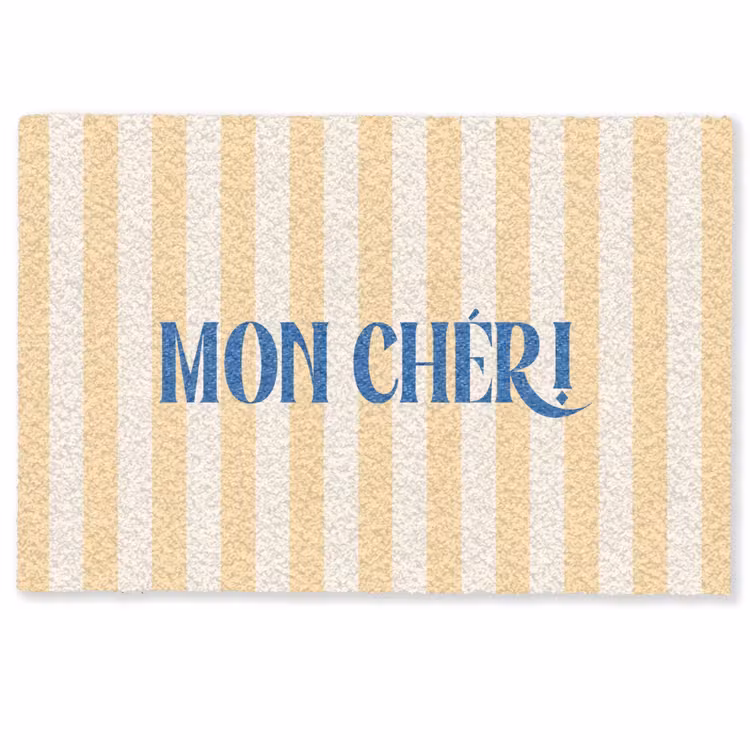Deurmat - Blauw - Geel - Strepen - Mon Chéri — 1