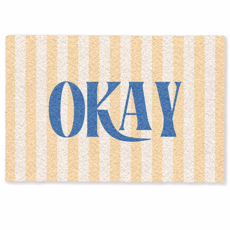 Deurmat - Blauw - Geel - Strepen - Okay — 1