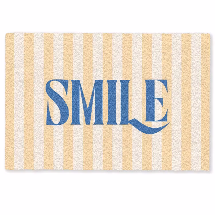 Deurmat - Blauw - Geel - Strepen - Smile — 1