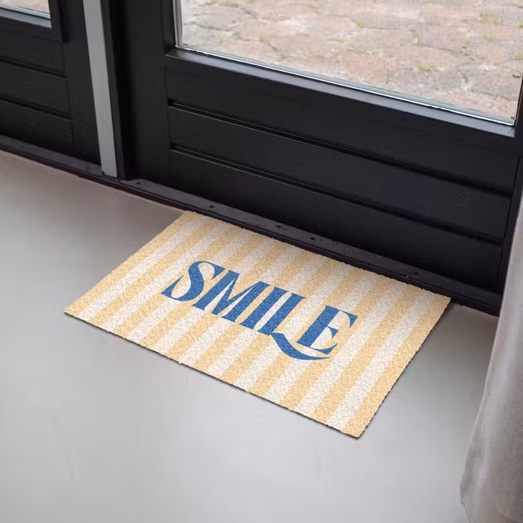 Deurmat - Blauw - Geel - Strepen - Smile — 2