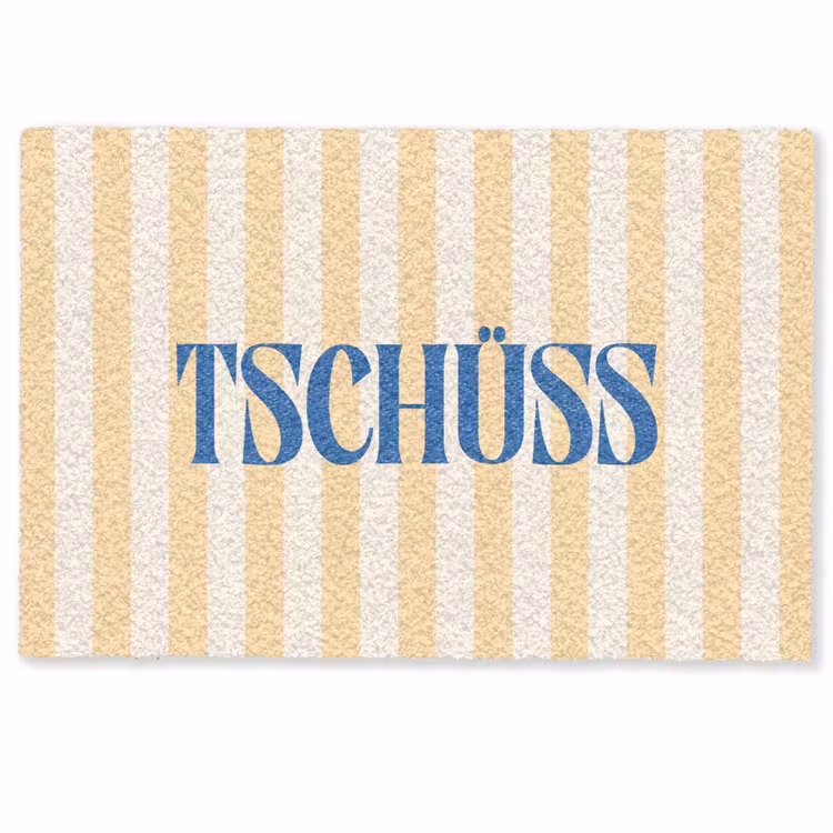 Deurmat - Blauw - Geel - Strepen - Tschüss — 1