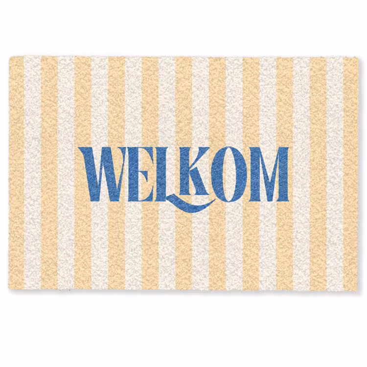 Deurmat - Blauw - Geel - Strepen - Welkom — 1