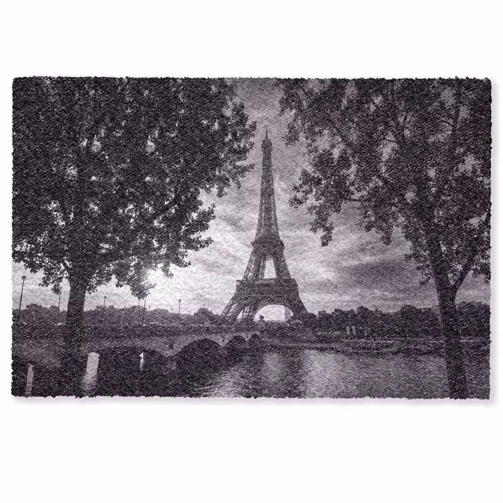Deurmat - Eiffeltoren - Parijs - Rivier - Architectuur - Zwart-wit — 1