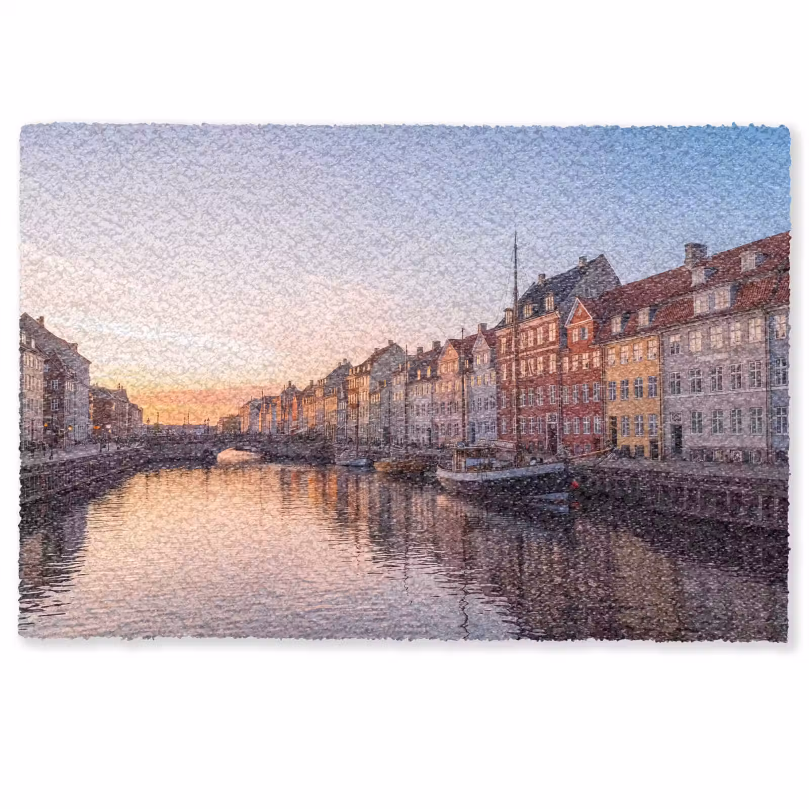 Deurmat - Stad - Gracht - Zonsondergang - Klassiek - Kleurrijk — 1
