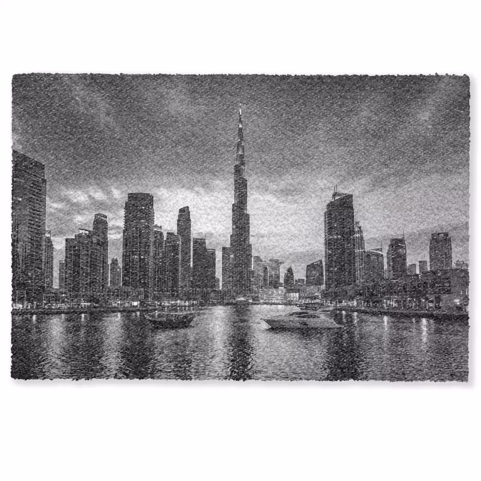 Deurmat - Stad - Skyline - Architectuur - Avond - Zwart-wit — 1