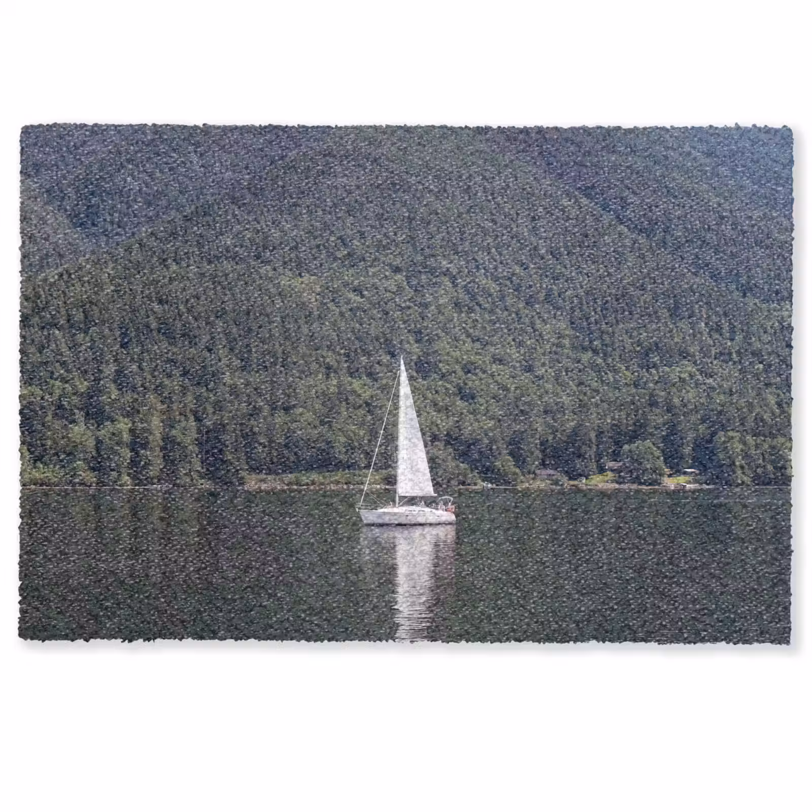 Deurmat - Zeilboot - Water - Bergen - Natuur - Groen — 1