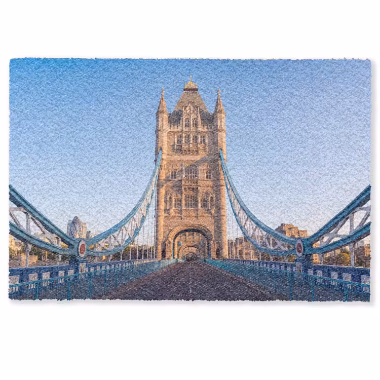 Deurmat - Brug - Toren - Architectuur - Klassiek - Blauw — 1