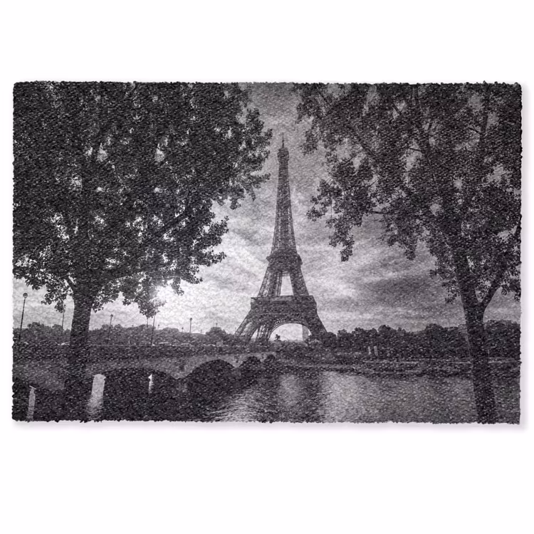 Deurmat - Eiffeltoren - Parijs - Rivier - Architectuur - Zwart-wit — 1