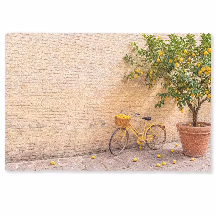 Deurmat - Fiets - Mand - Eten - Geel - Zomer — 1