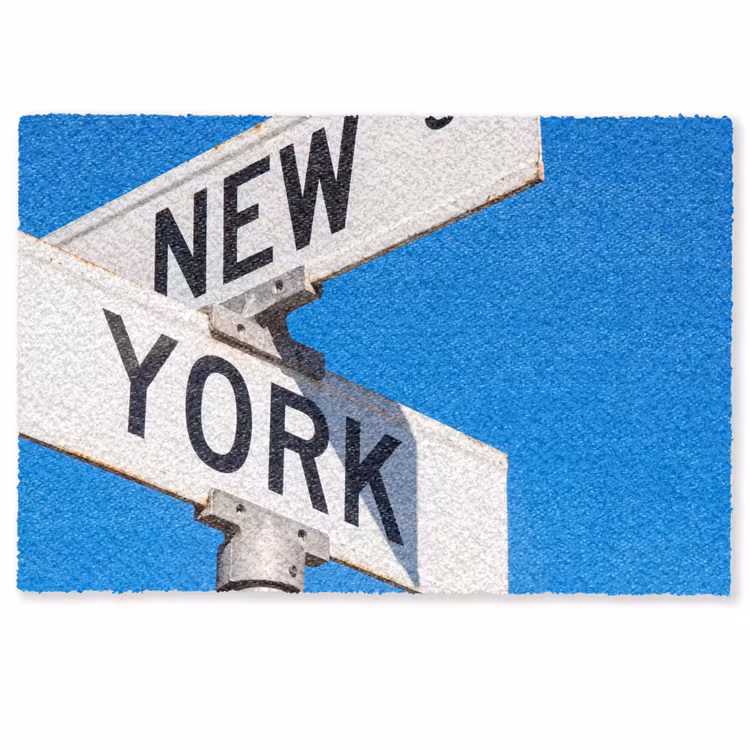 Deurmat - New York - Straatbord - Stad - Urban - Blauw — 1