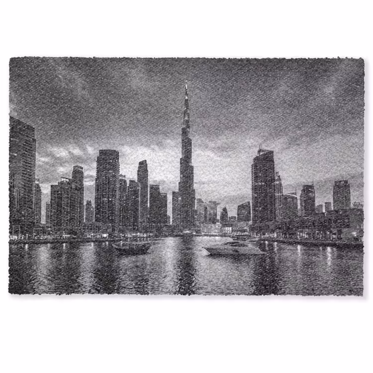 Deurmat - Stad - Skyline - Architectuur - Avond - Zwart-wit — 1